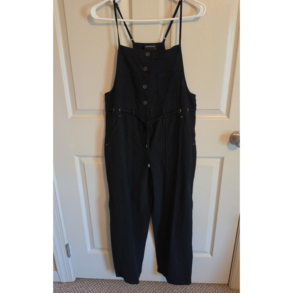 Miou Muse Women's Black Belted Sleeveless Jumpsuit- S